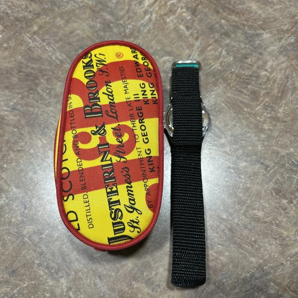 Vintage J&B Rare Scotch Whisky Time Surf Watch Teal Yellow Retro Sport Case